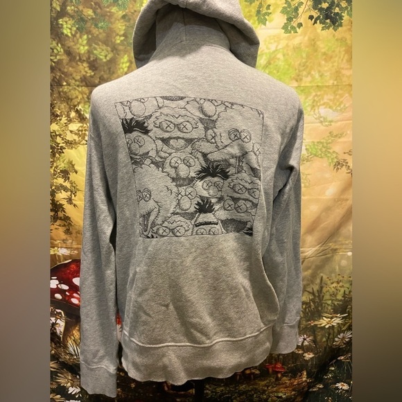 KAWS x Uniqlo x Sesame Street XX Hoodie, Size XS, US Womens, Gray, Preowned - Picture 7 of 12